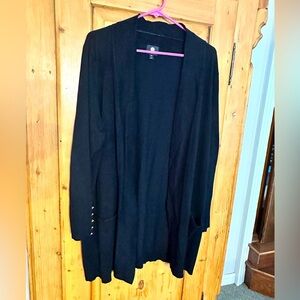 JM Collection Open Front Black Cardigan Size XXL Whimsigoth Normcore Fall